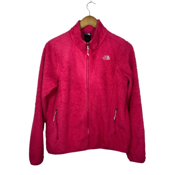 North Face Women's Medium Pink Sherpa Fleece Full ZIp Long Sleeve Jacket - Picture 1 of 8